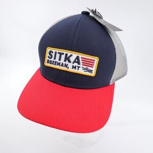 NEW Sitka Mid-Pro Patch Trucker Hat Bozeman MT Navy Red‎ Grey Mens
